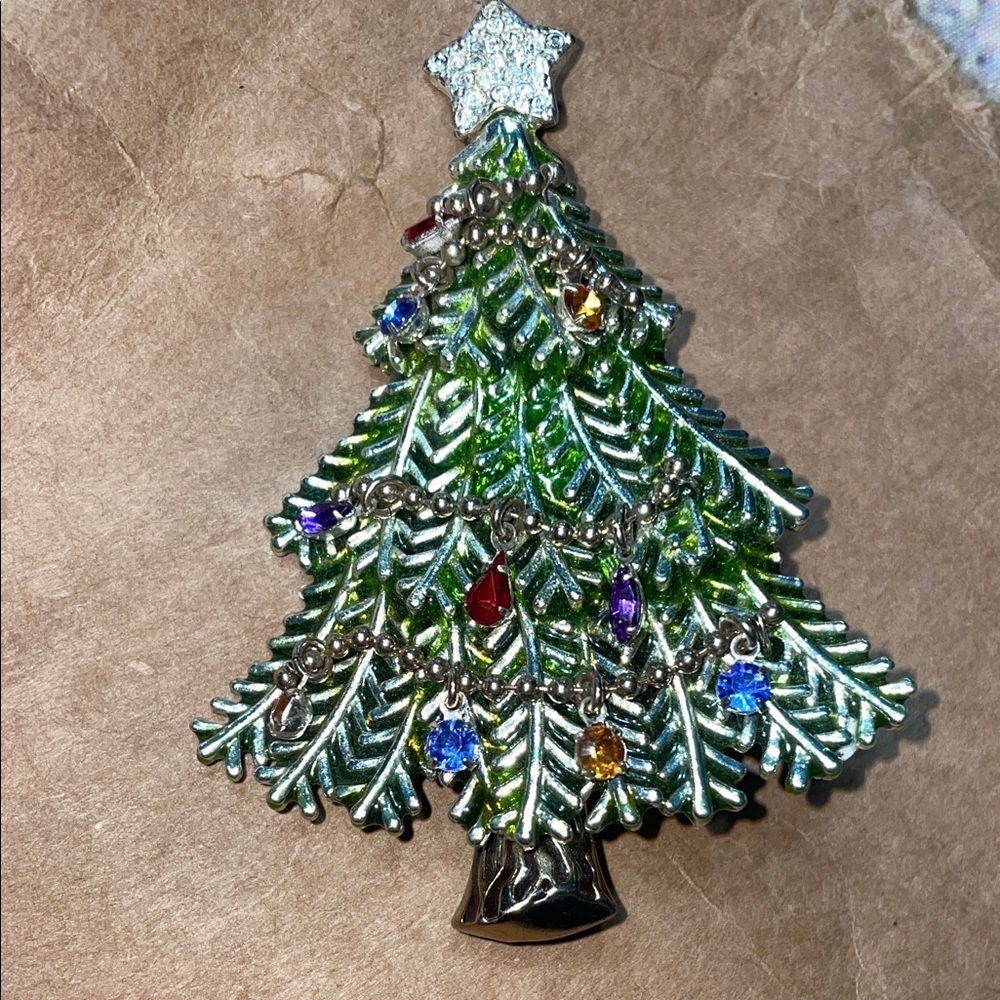 Avon Green Christmas Tree Ornament with Colorful Accents